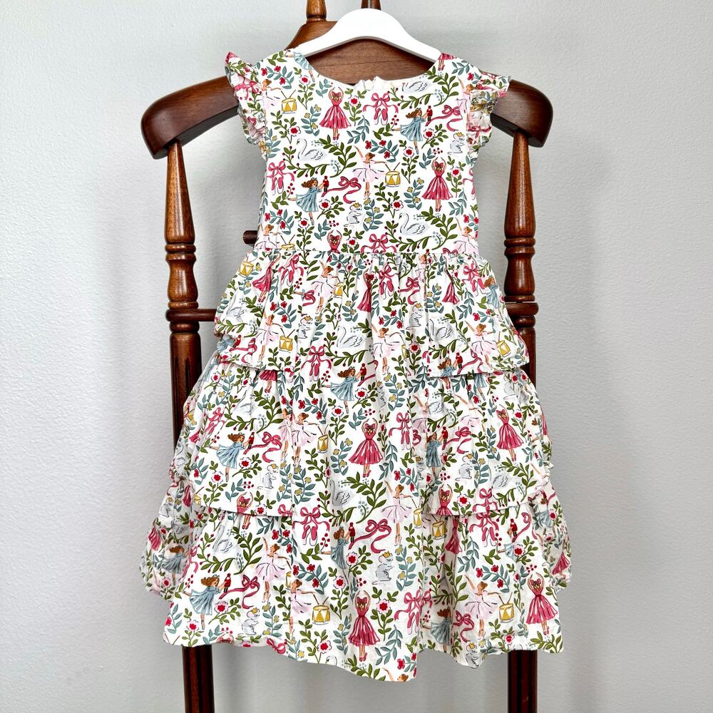 Mini Boden Fairy Print Party Dress Girls 7-8Y Tiered Ruffle Tulle Lined Twirl
